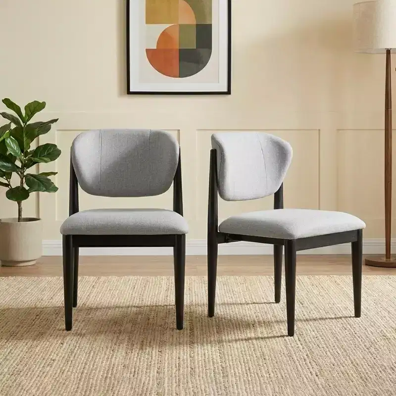 Dovelina Set of 2 Modern Upholstered Dining Chair with Solid Wood Legs Side Chair for Kitchen Dining Room Living Room