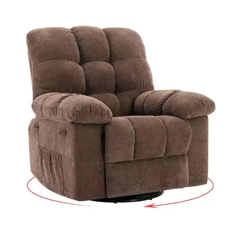 Rocking Recliner Chair, 360 Swivel Rocker, Lazy Boy Recliner Single Sofa, Extra Wide Manual Recliners, Chenille Upholstery Overstuffed Soft