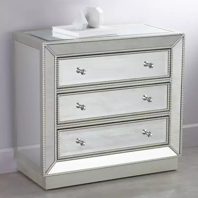 Coast to Coast Trevi 32 Wide 3-Drawer Silver Mirrored Accent Chest