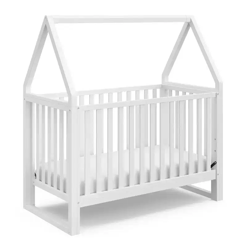 6-in-1 Convertible Crib with Detachable Canopy Playhouse