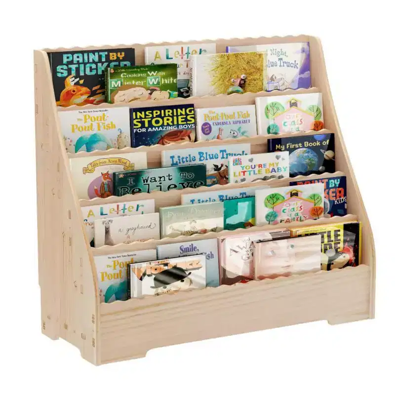 Wood Grain Solid Pine Bookcase for Home Office