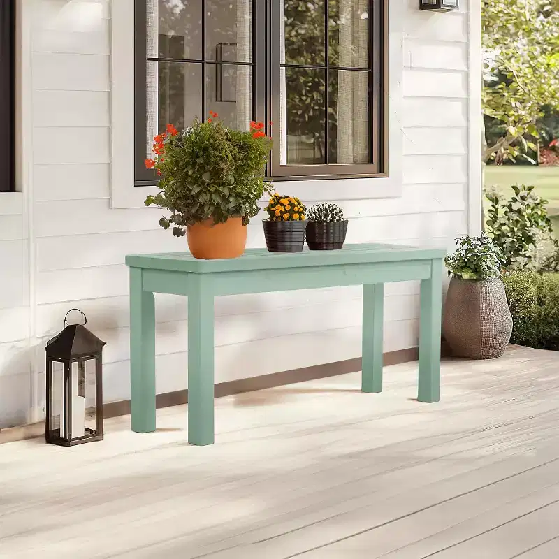 VINGLI Outdoor Wooden Bench, 40 Porch Bench Outdoor Backless Garden Bench, Small Outdoor Bench for Deck Patio Entryway (Mint Green,)