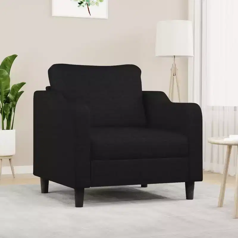 Modern Living Room Fabric Sofa Chair - Comfortable Padding with Durable Fabric and Sturdy Metal Frame in Black