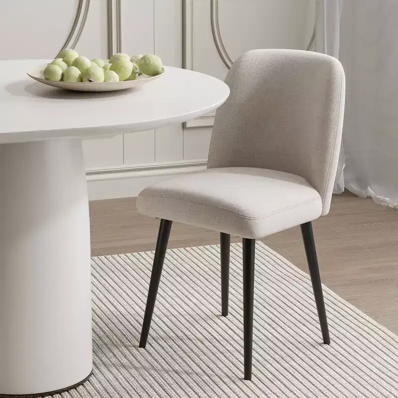 Pexfix Linen Upholstered Dining Chairs with Black Legs Set of 2