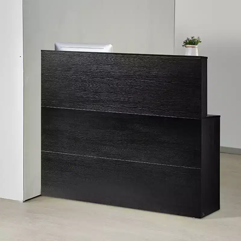 VEVOR Reception Desk, 55Inch L-Shaped Front Counter Table, Office Reception Counter with Drawer Keyboard Tray and Storage Cabinet, Black