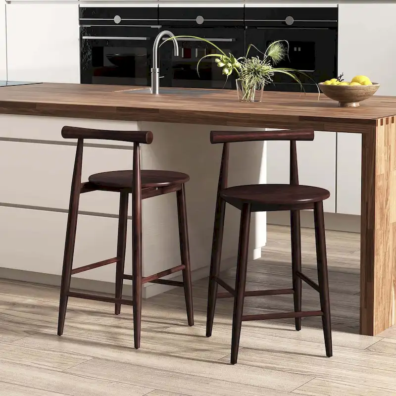 Wooden Bar Stools Set of 2/4 with Acacia Wood Legs