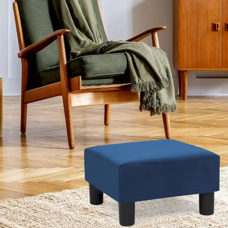 Small Square Footstool Ottoman Modern Fabric Footrest Stool