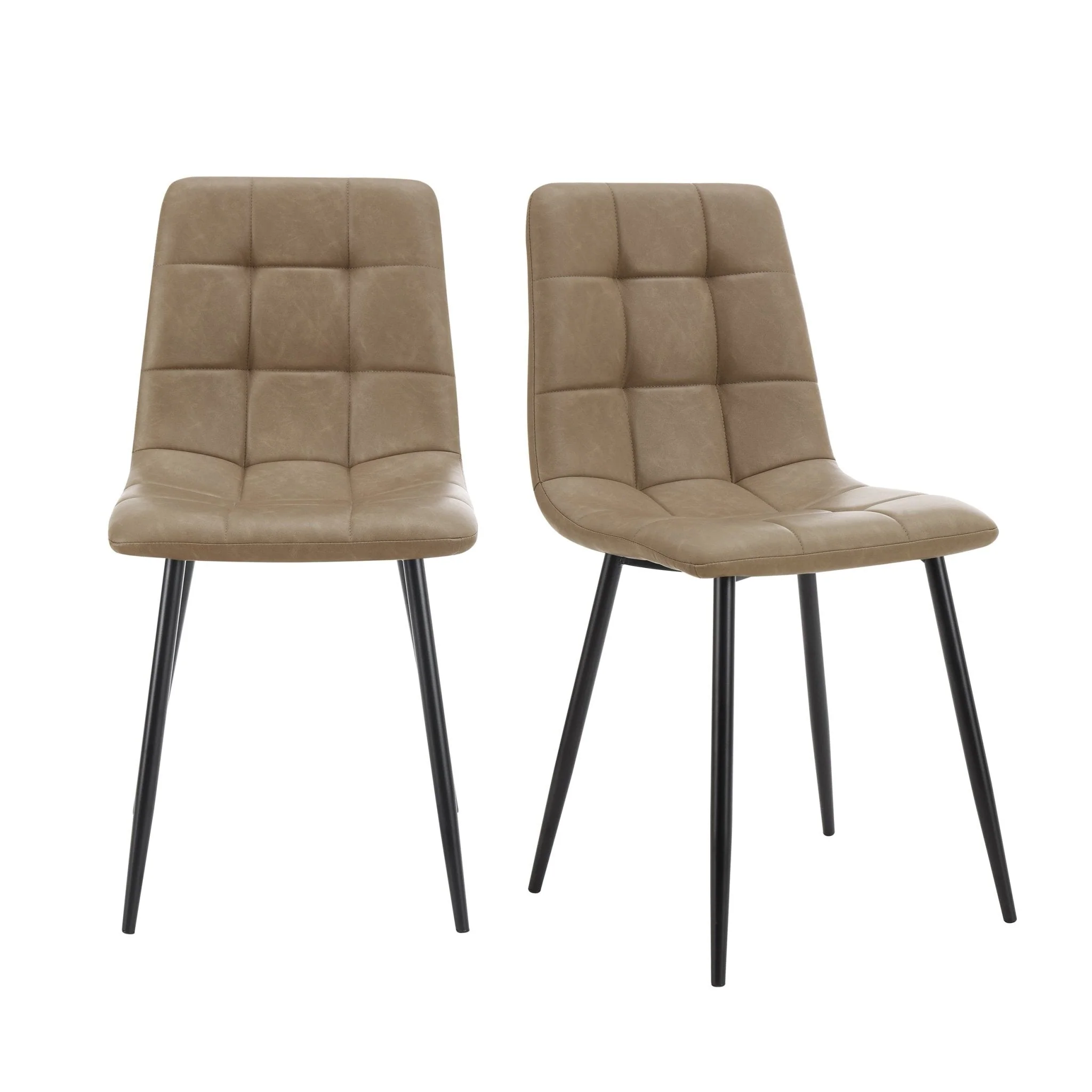 Classic Brown Faux Leather Dining Chair with Wooden Frame for Dining Room