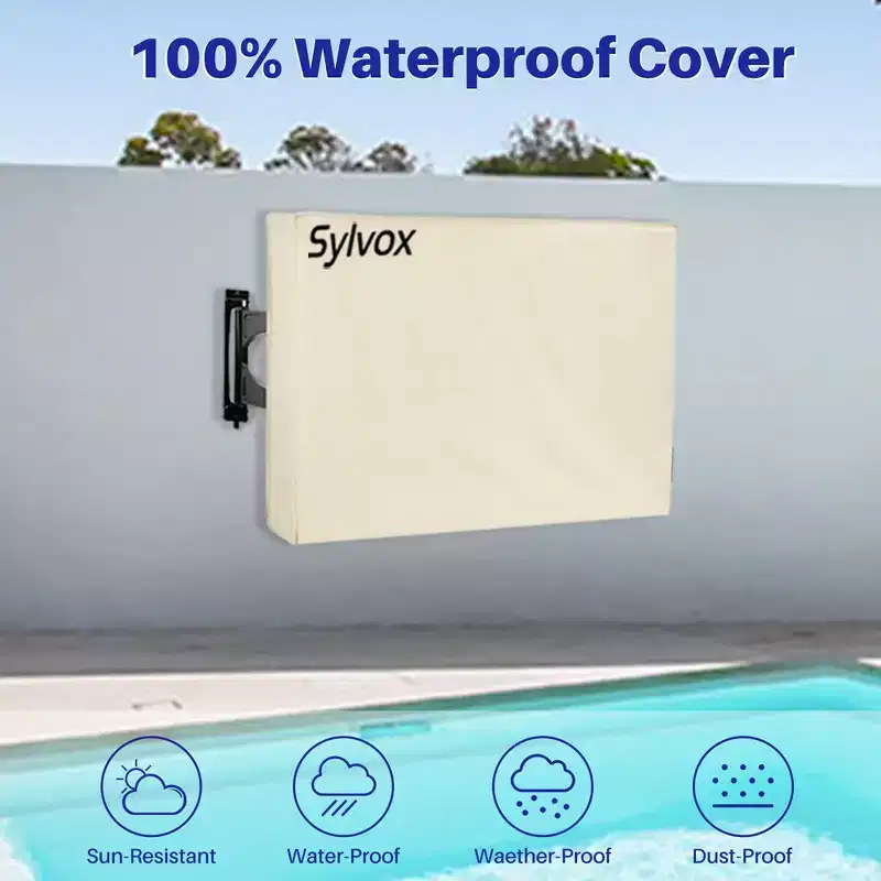 Sylvox Outdoor TV Cover 75 Flat Screen Protector Television, Weatherproof Dustproof Protector with Remote Pocket, Fit LED, LCD, QLED Smart TVs, Gery