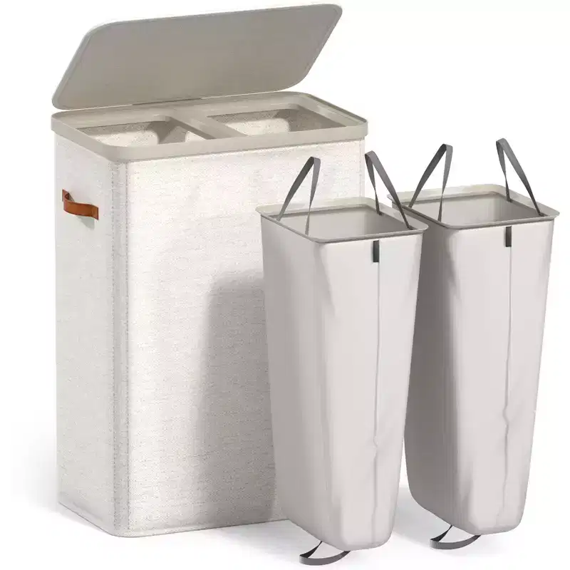 2-Compartment Laundry Basket with Removable Laundry Bag - Durable Organizer for Bathroom, Bedroom, or Laundry Room