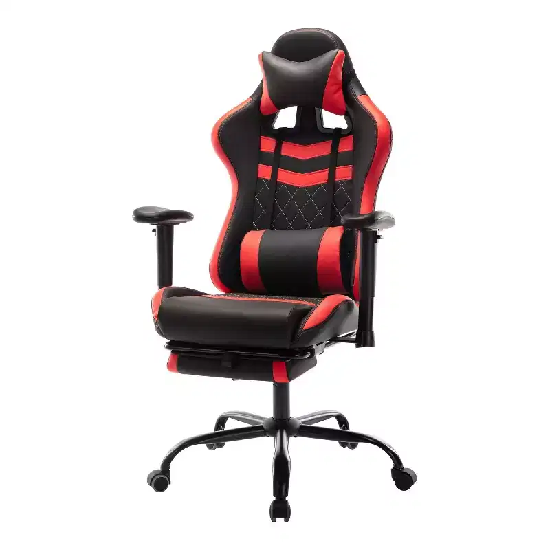 24/7 Shop At Home Finn Racing Adjustable Pillow and Leg Support Gaming Chair