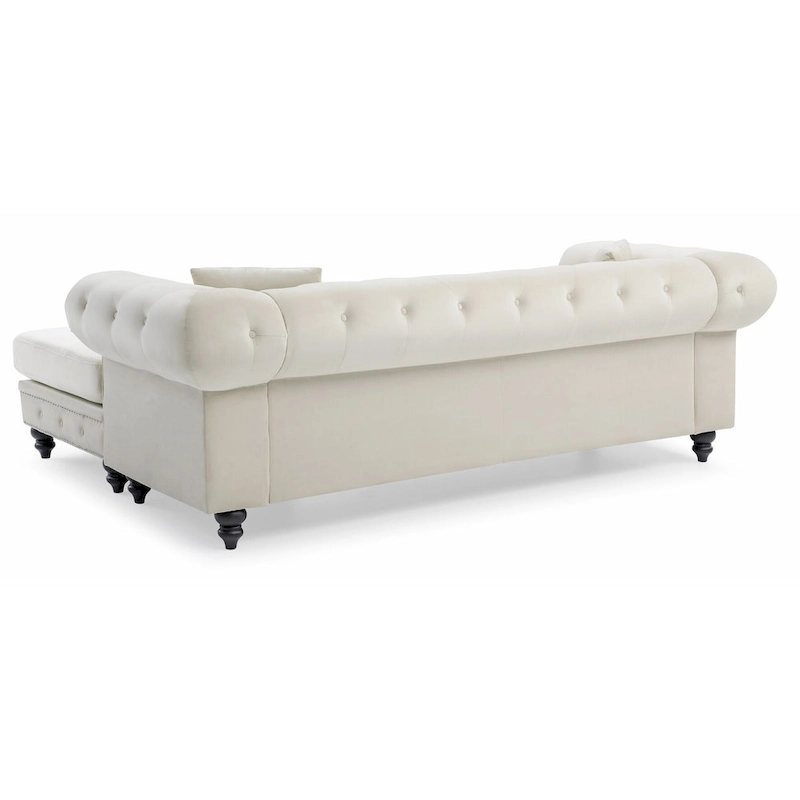 Nola 98 in. 3-Seater Velvet Sofa with 2-Throw Pillow - 98L x 37W x 31H