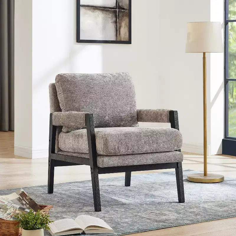 Mid-Century Modern Chenille Upholstered Accent Armchair
