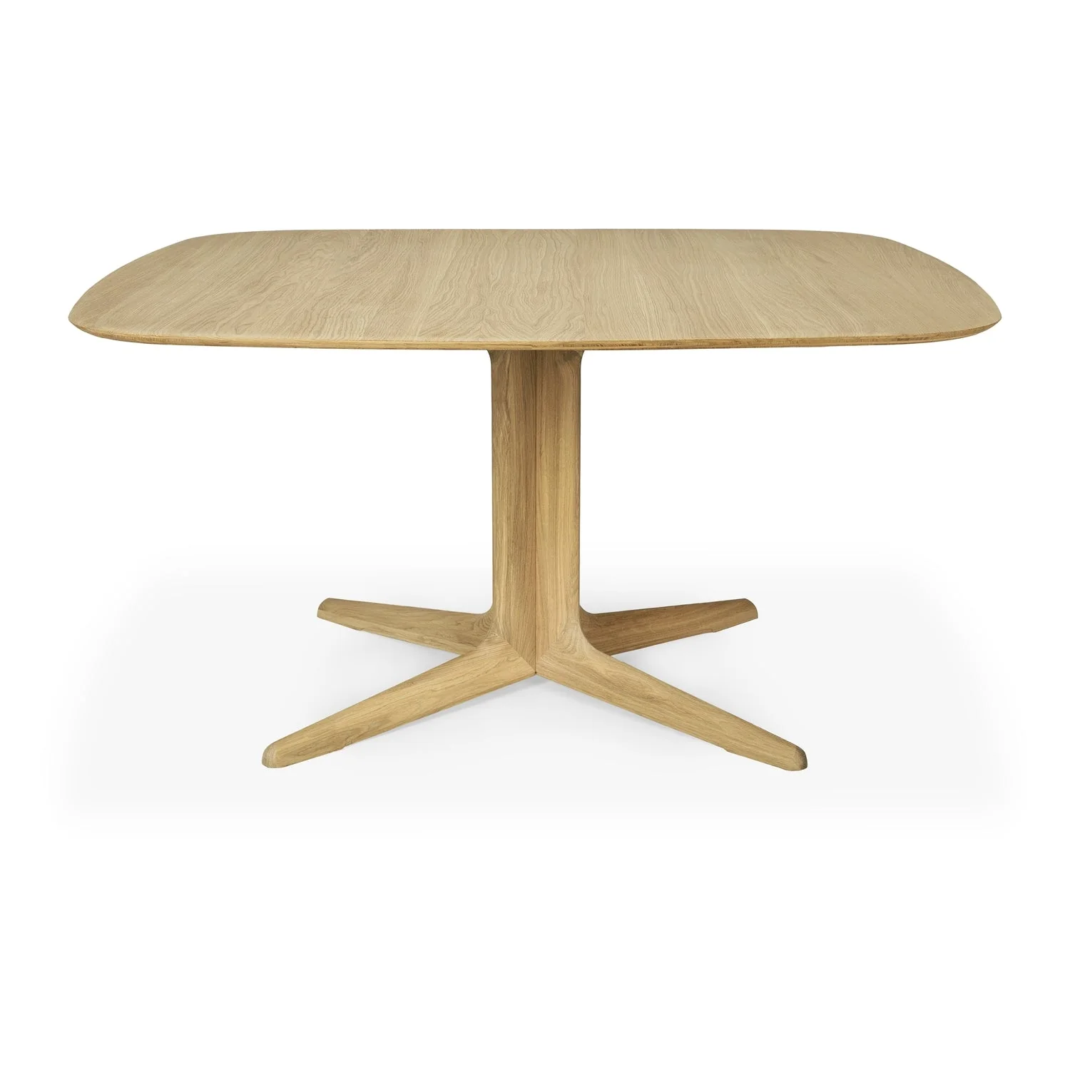 Architectural Solid Oak Dining Table with Vault-Inspired Central Pedestal for Dining Rooms