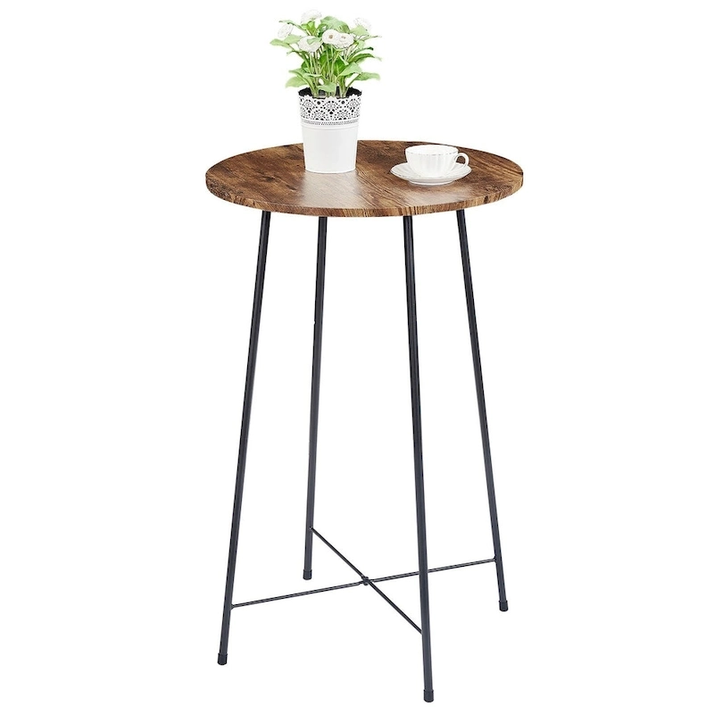 35.4 High Round Bar Table, Industrial Style Wood Top Bistro Pub/Breakfast Table