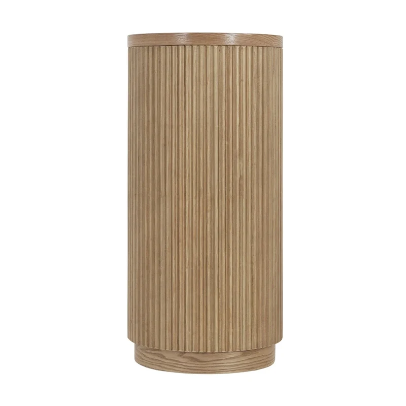 Console Table with Open Shelves and Fluted Wood Veneer