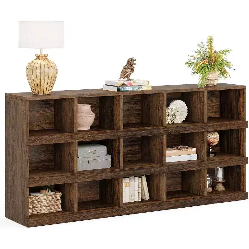 Lantine 63-Inch 15-Cube Farmhouse Console Table for Entryway