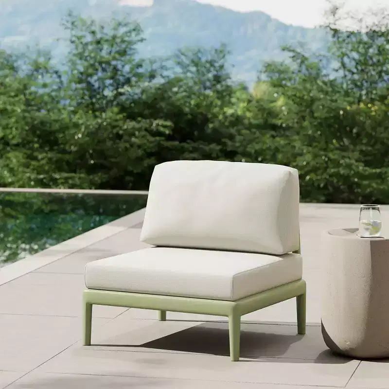WestinTrends Playa Modern Outdoor Polypropylene Resin Deep Seating Armless Sectional, Green