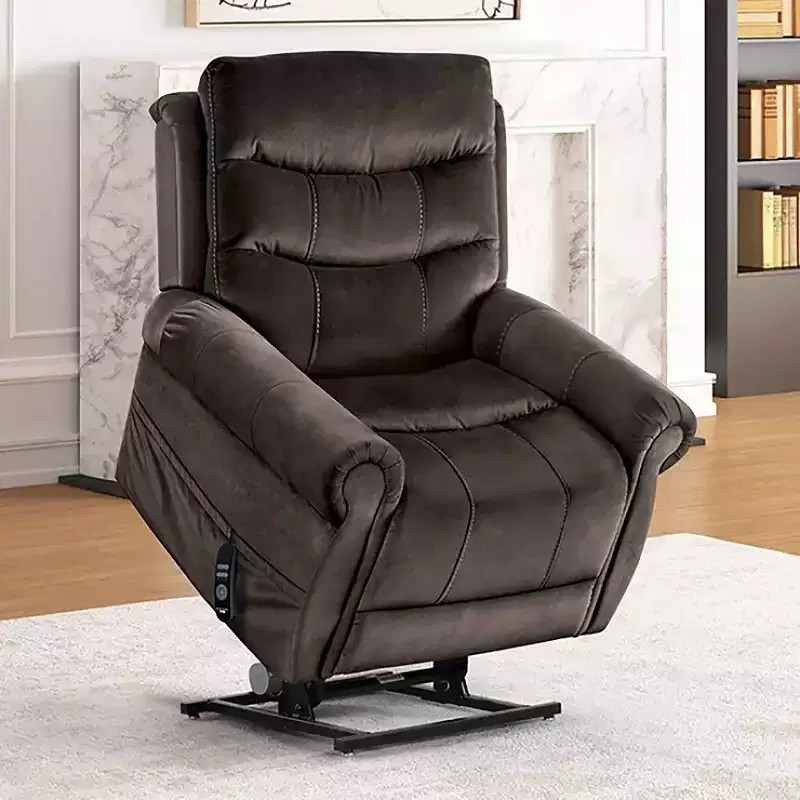 HOMES: Inside + Out Sunbeam Flannelette Powered Recliner Lift Chair with Heating and Massage Dark Gray
