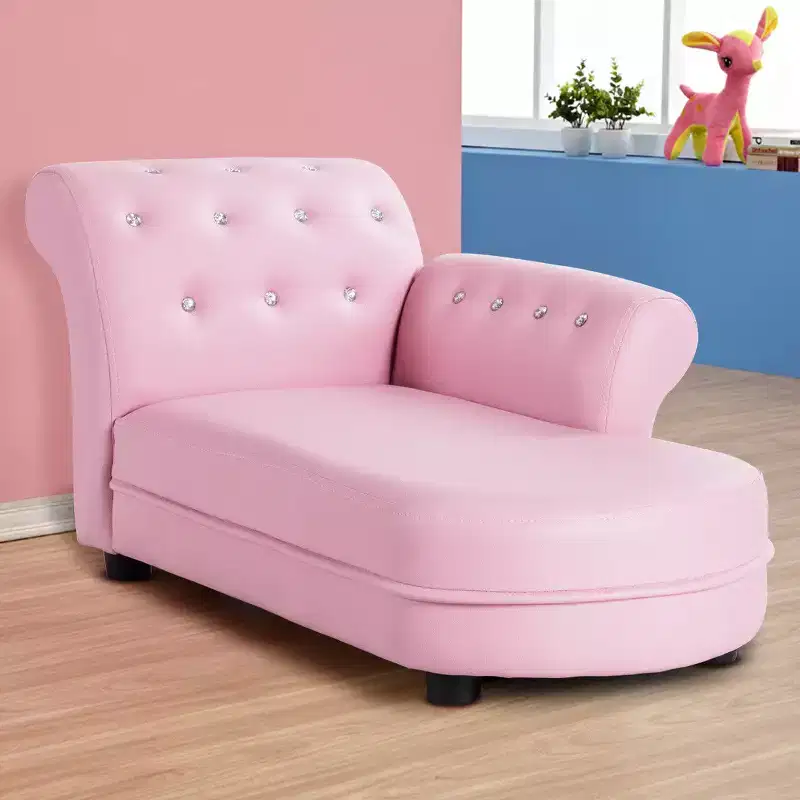 Costway Pink Kids Sofa Chaise Lounge Armrest Chair Relax Couch Bedroom Living Room