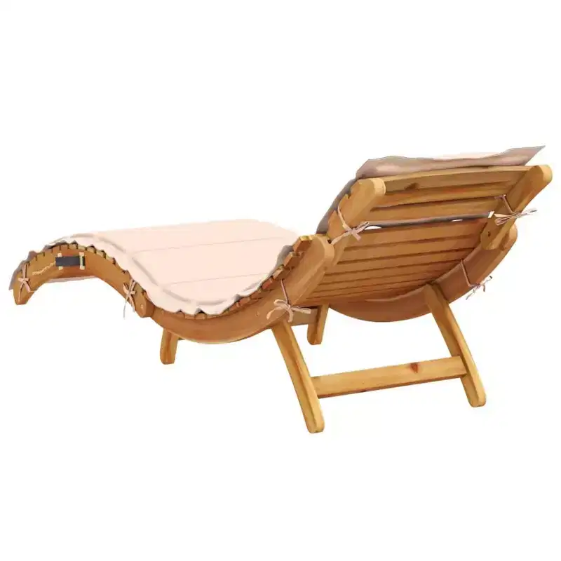 vidaXL Sunlounger Set of 2 Beige Solid Acacia wood Foldable Sunlounger