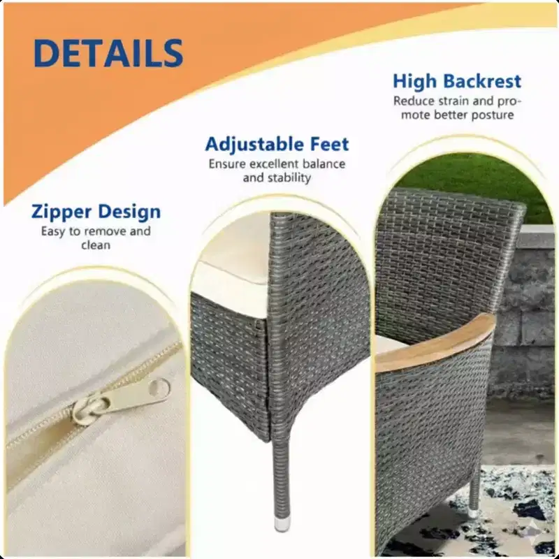 4-Piece All-Weather Rattan Patio Dining Chair