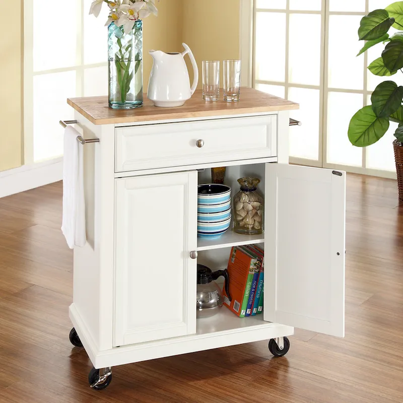 Compact Wood Top Kitchen Cart - 31W x 18D x 35.5H
