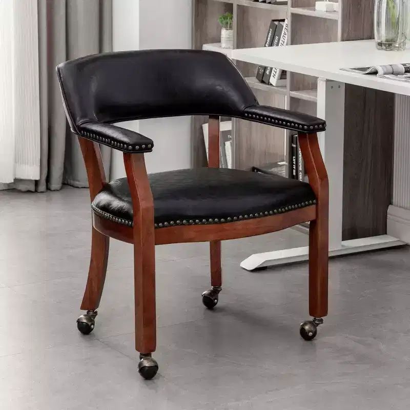 Vegan Leather Armchair with Caster Wheels, 30.5