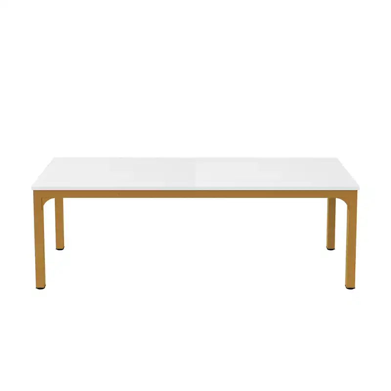 HomeRoots 46 White and Gold Wood and Iron Dining Table