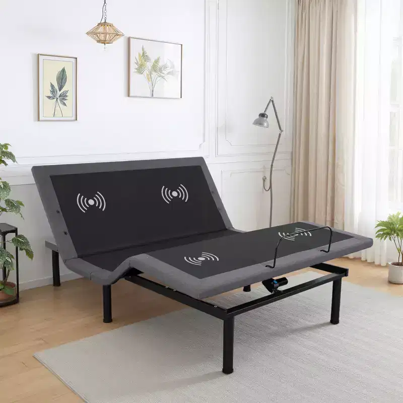 Adjustable Bed Frame, Electric Bed Base with Massage, Head & Foot Incline, Wireless Remote, 2 Built-in USB Ports, LED Night Light