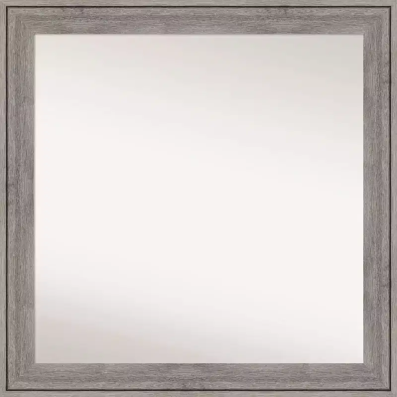 31" x 31" Regis Barnwood Gray Wood Wall Mirror: Square, Modern, Wood Frame - Amanti Art