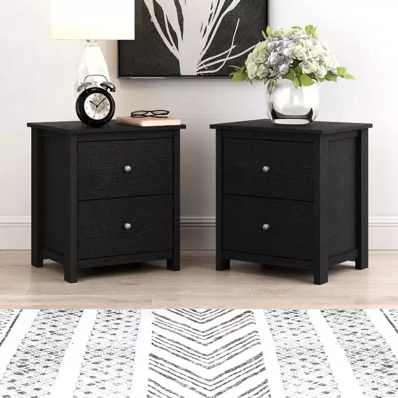 2-Drawer Nightstands Set of 2 with Storage, 18.7W x 15.7D x 21.8H