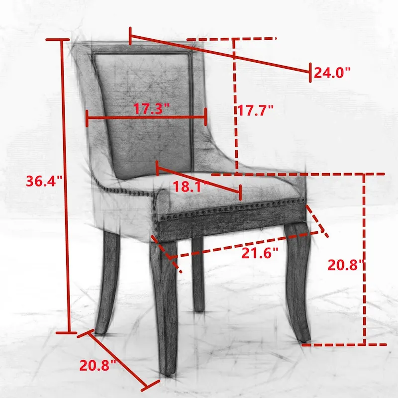 Traditional Tufted Ultra Upholstered Wingback Dining Chair Set of 4