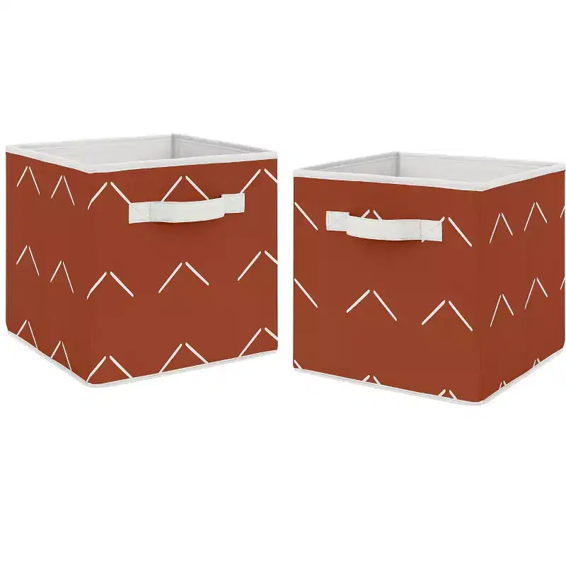 Boy or Girl Gender Neutral Unisex Kids' Decorative Fabric Storage Bins Orange Diamond Tuft Orange and Ivory