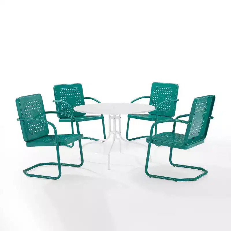 HomeStock Bates 5Pc Outdoor Metal Dining Set with Dining Table & 4 Armchairs