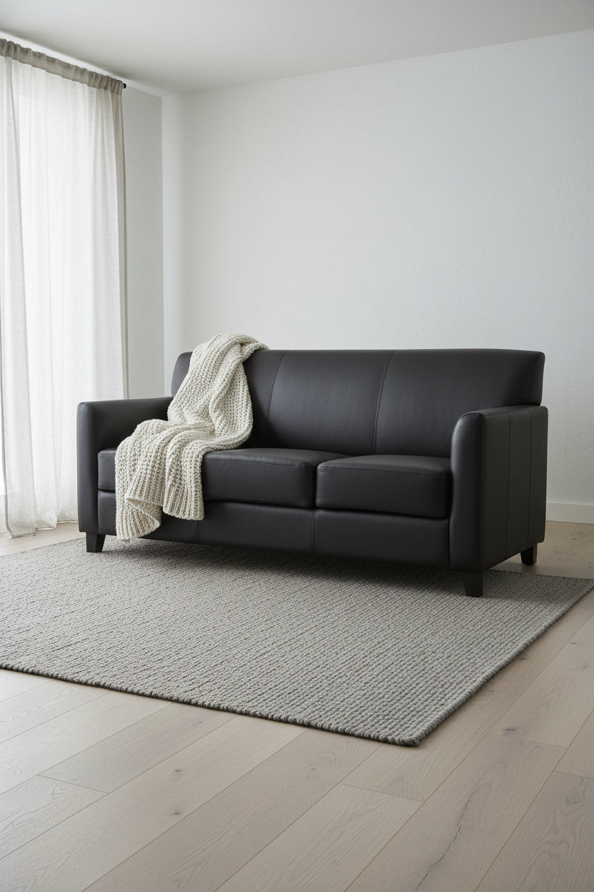 Modern Black Leather Sofa