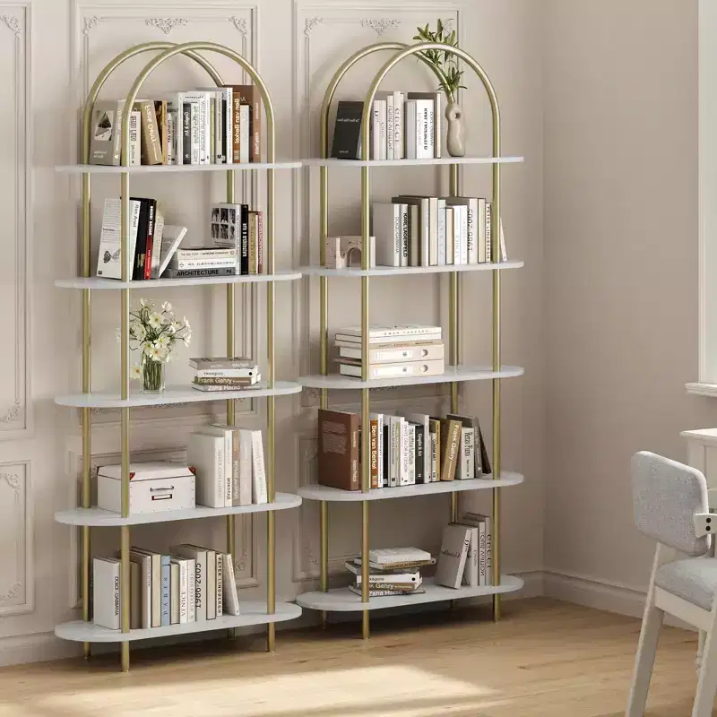 COZONY 71 Arched Bookshelf Set of 2, 5-Tier Open Display Rack with Metal Frame for Bedroom Living Room Home Office