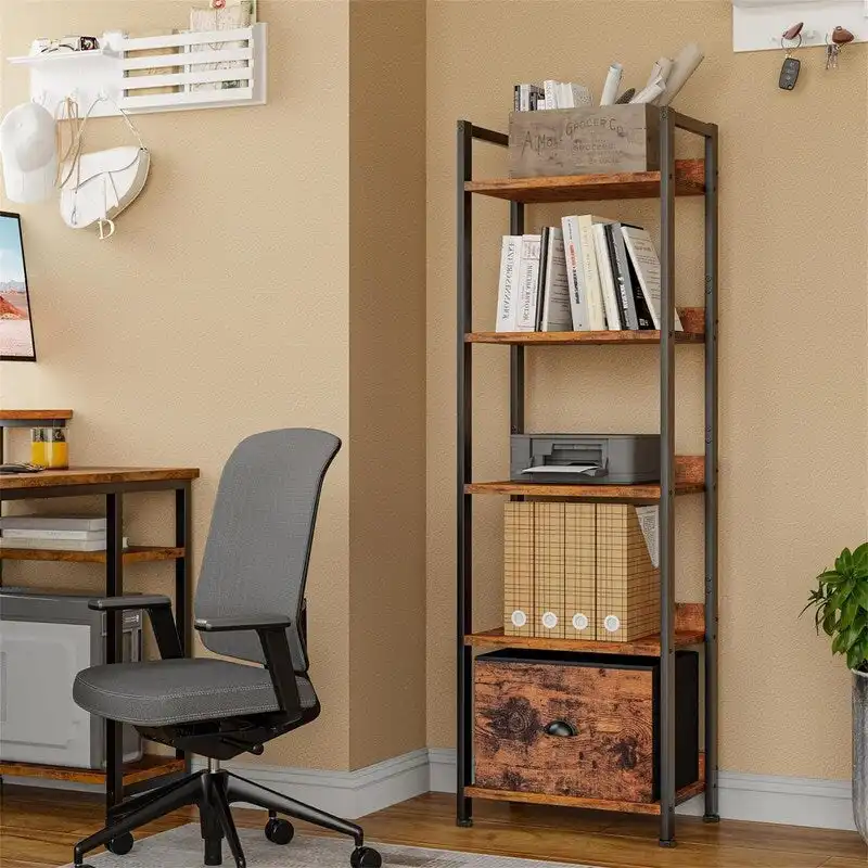 5 Tier Bookshelf with Drawer