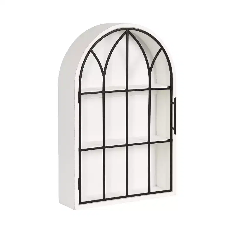 Kate and Laurel Megara Arched Wall Mounted Cabinet, 16x6x24, Black