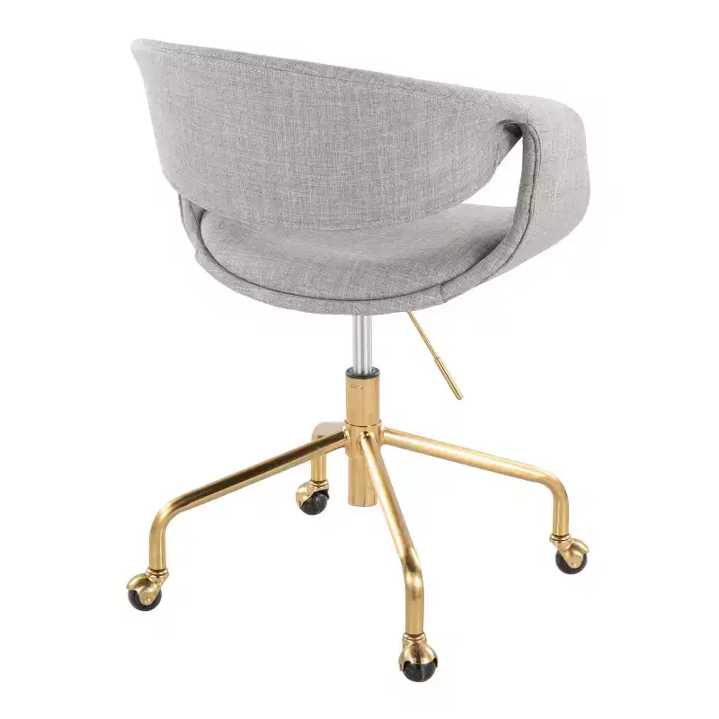 LumiSource Curvo Upholstered 4-Stars Task Chair Gold/Gray Fabric