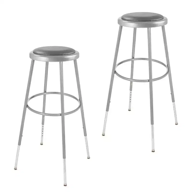 Hampden Furnishings 2pk 32"-39" Otto Collection Height Adjustment Stool Gray: Vinyl Upholstery, Steel Frame, Armless Design