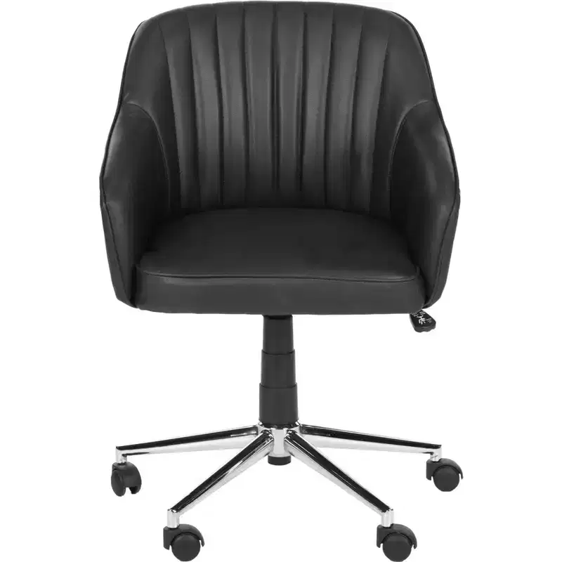 Swivel Desk Chair - Channel Tufted Vegan Leather, Adjustable Height