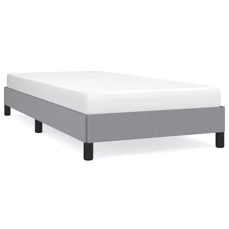 Bed Frame Light Grey Polyester, Plywood, Engineered wood Twin XL