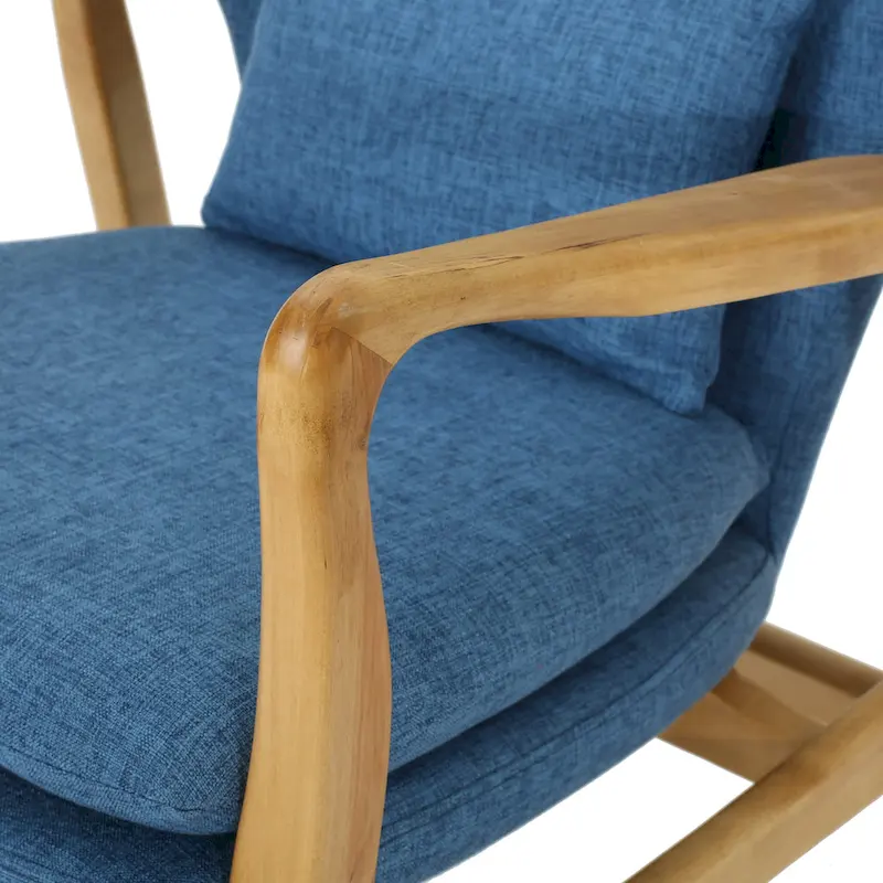 Solid Wood Rocking Chair with Linen Cushion and Premium Handcrafted