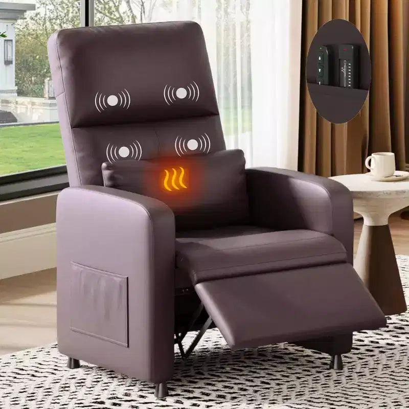 Ergonomic Power Recliner Chair - Massage & Heat Features, Adjustable Electric Recliner, Overstuffed PU Leather Single Sofa (Living Room Use)