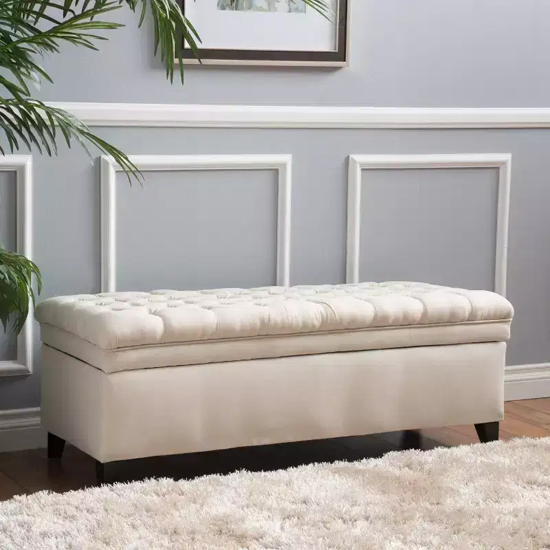 Contemporary Tufted Fabric Storage Ottoman | 50