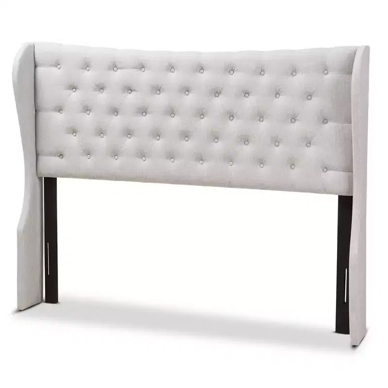 Modern Fabric Button Tufted Winged Headboard - Gray