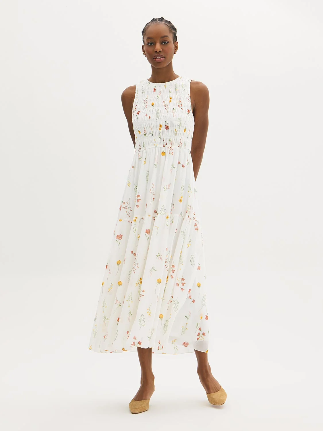 Floral Smocked Midi Dress