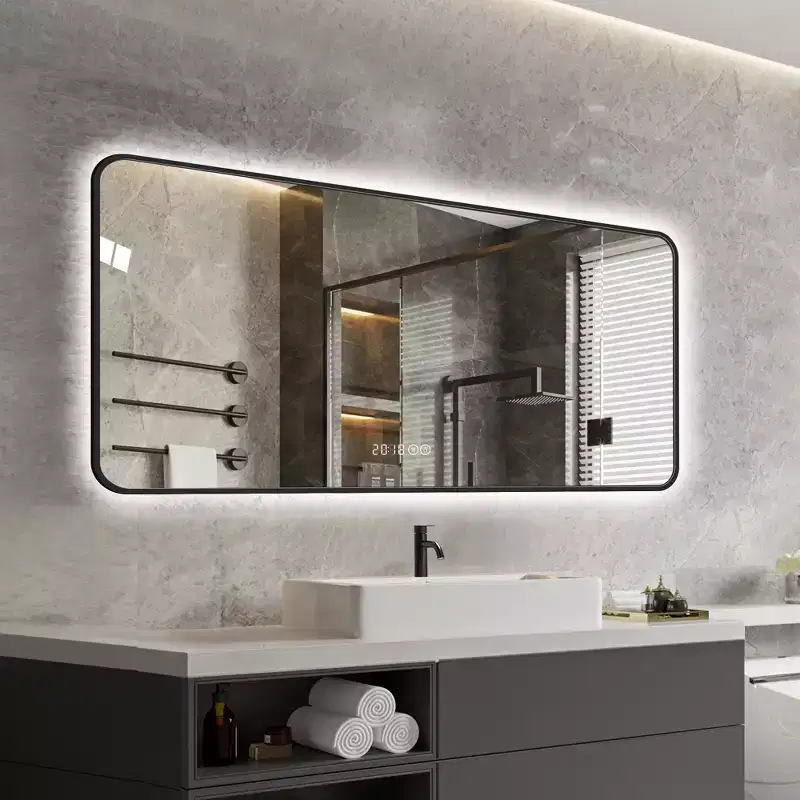 GDFStudio Mirae 48 Modern Anti-Fog LED Bathroom Mirror with Rounded Corners & Adjustable Light Modes