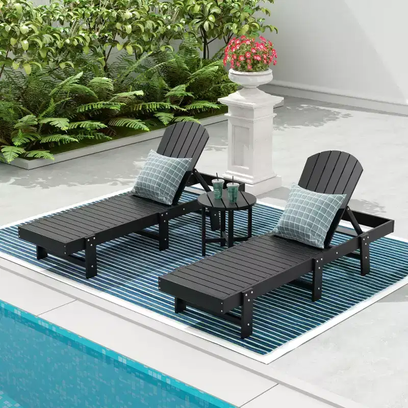 WestinTrends Dylan 3 Piece Adirondack Poly Reclining Chaise Lounge